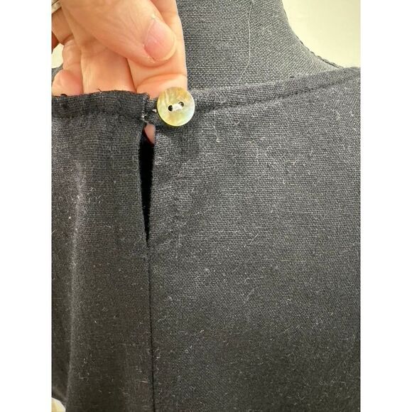 Vintage Embroidered Linen Blend Dress Daisy Black - Size Medium 10 - 12 - Picture 11 of 12